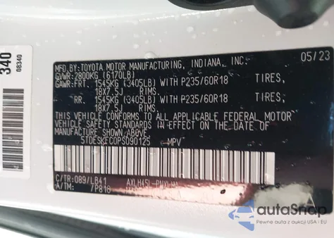 2023 Toyota Sienna Platinum z USA, uszkodzony, nr VIN 5TDESKFC0PS090125